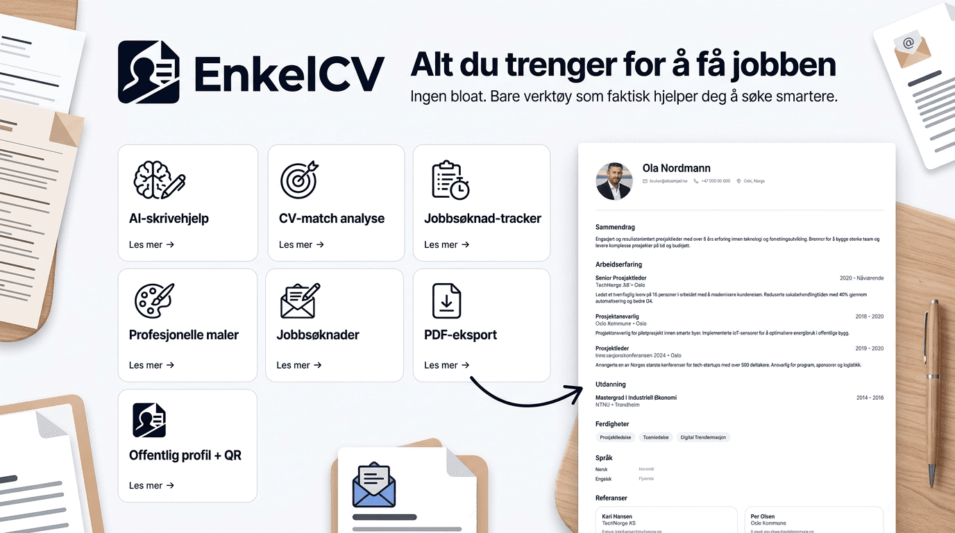 AI-generert CV: Slik lager du en profesjonell CV raskere med EnkelCV